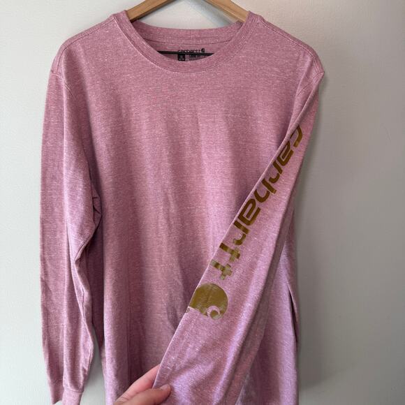 Carhartt Women's Loose Fit Classic Logo Long Sleeve Tee Light Pink Gold Size 1X - Picture 6 of 7